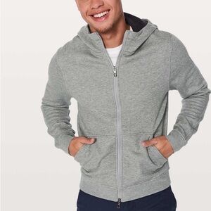 Men’s Lululemon Heathered Core Grey Ritual Jacket Scuba Fleece Zip Up Sz XL